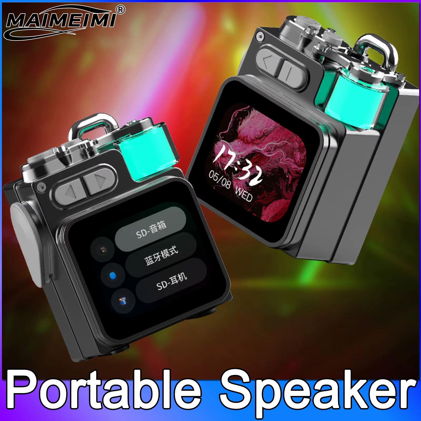 Experience High-Quality Sound with Our Bluetooth-Compatible Wireless Portable Speaker - Metal Mechanical Design with RGB LED Display