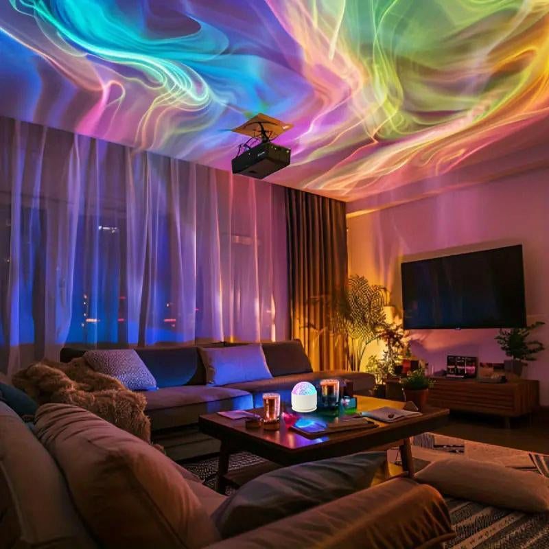 Transform Your Space with the Aurora Water Ripple Sky Projector Light – USB Rechargeable, 16 Colors LED Lamp with Remote Control for Stunning Northern Lights Ambiance
