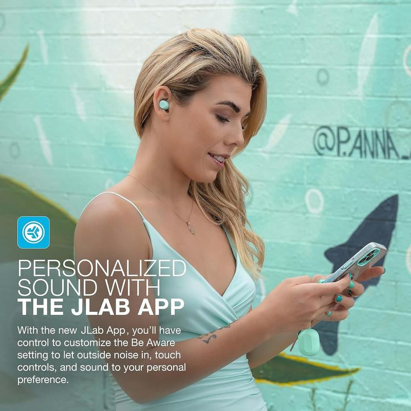 JLab JBuds Mini Earbuds - Ultra-Compact Bluetooth Earphones with IP55 Protection, Custom EQ, Touch Controls, and 20 Hours of Playtime for Ultimate Convenience