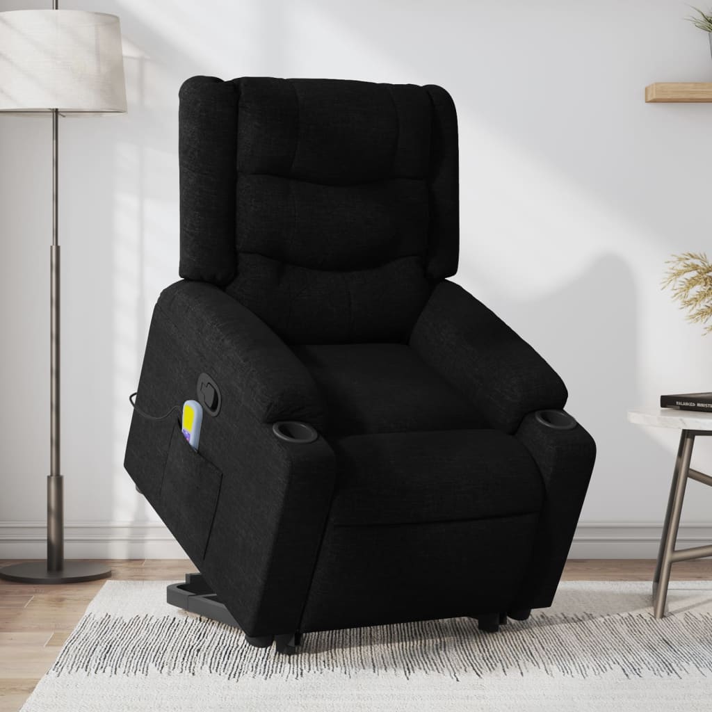 vidaXL Stand up Massage Recliner Chair Black Fabric